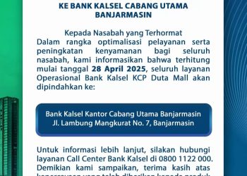 Layanan KCP Duta Mall pindah ke Cabang Utama