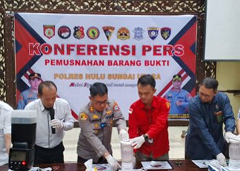 Polres HSU Musnahkan Ratusan Gram Sabu