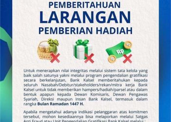 Bank Kalsel Resmi Larang Hadiah dan Gratifikasi
