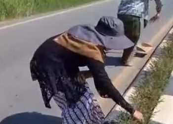 DLH Kotabaru Turun Ke Jalan Bersihkan Sampah Pakai Kebaya