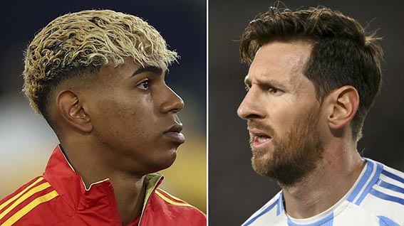 Yamal Dimandikan Messi Ramai Jelang Final Spanyol vs Argentina Lionel Messi pernah memandikan Lamine Yamal yang masih bayi.(foto:mb/web)