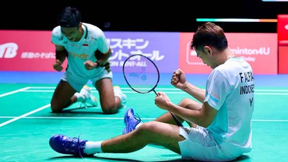 Fajar/Fikri Juara Japan Open 2026 Fajar Alfian/Muhammad Shohibul Fikri juara Japan Open 2026.(Foto:mb/ist)