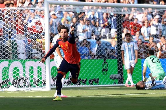 Gol Extra Time Torres Bawa Spanyol Juara Piala Dunia 2026 Merayakan Gol - Ferran Torres (7) dari Spanyol merayakan gol dalam pertandingan final Piala Dunia FIFA 2026 antara Spanyol dan Argentina di Stadion New York New Jersey di East Rutherford, New Jersey, AS, pada 19 Juli 2026.(foto:mb/web)
