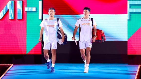 Fajar/Fikri Berhasil Lolos ke Perempat Final China Open Fajar Alfian/Muhammad Shohibul Fikri saat menghadapi Takuro Hoki/Yugo Kobayashi di semifinal Japan Open 2026.(foto:mb/ Arsip PBSI)