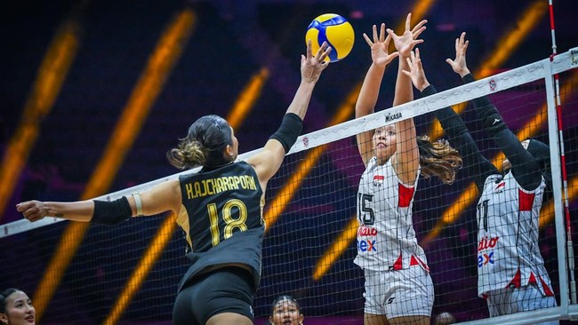 Indonesia vs Australia Duel Penentu di Fase Grup AVC Menyerah - Timnas Voli Putri Indonesia dipaksa menyerah 0-3 dari Thailand pada fase grup AVC Women's Continental Championship 2026 di Tianjin Olympic Center Gymnasium, China, Senin (24/8).(foto:mb/web)