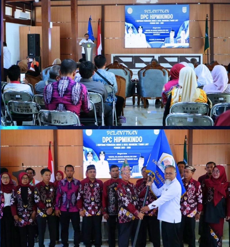 HIPMIKINDO Mitra Strategis Penguatan Ekonomi UMKM Sekdakab Tanah Laut (Tala), Ismail Fahmi dalam kegiatan Pelantikan Pengurus DPC HIPMIKINDO Tala.