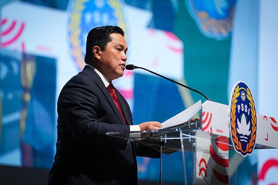 Pemilihan PSSI Provinsi Serentak Oktober-November 2026 Ketua Umum PSSI, Erick Thohir.( Foto: mb/riz)