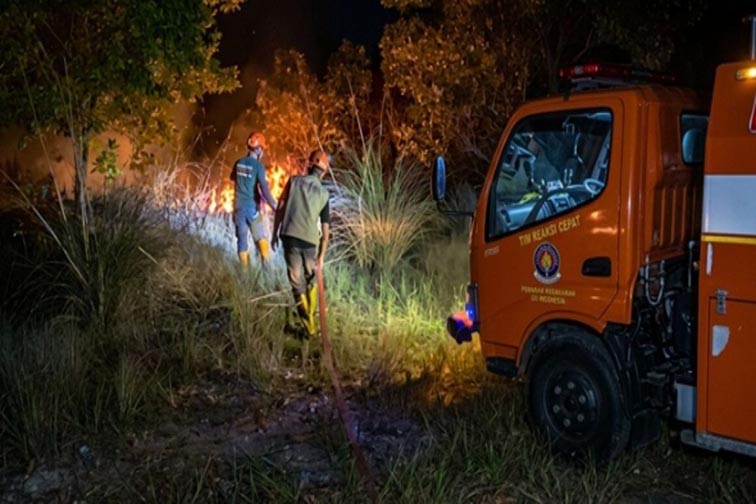 Luas Karhutla di Banjarbaru 1.263 Hektare PETUGAS pemadam kebakaran sedang melakukan pemantauan guna antisipasi terjadinya karhutla di Banjarbaru. (Foto:mb/Ant/mc kominfo bjb)
