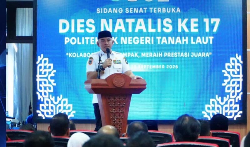 Politala Kolaborasi Pemkab Kembangkan SDM dan Potensi Daerah Bupati Tanah Laut (Tala) H Rahmat Trianto dalam kegiatan Dies Natalis Politala.