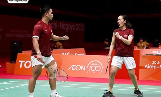 Ganda Campuran Indonesia Amri/Nita Lolos Semifinal Ganda campuran Indonesia Amri Syahnawi/Nita Violina Marwah berpotensi memperoleh medali perunggu setelah melaju ke babak semifinal bulu tangkis Asian Games Aichi-Nagoya 2026, Minggu (27/9).(foto:mb/ant)