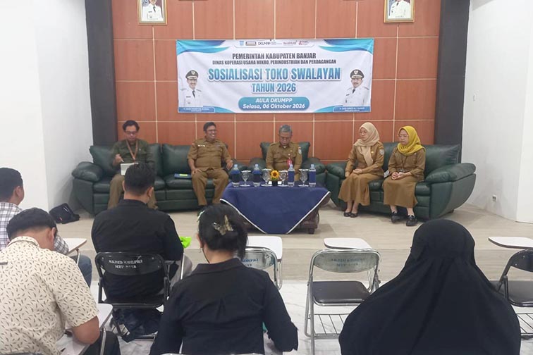 DKUMPP Sosialisasikan Toko Swalayan DKUMPP Kabupaten Banjar saat menggelar Sosialisasi Toko Swalayan Tahun 2026.(foto:mb/ist)